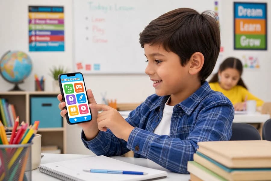 Kids learning app development with interactive lessons visual content quizzes games and rewards