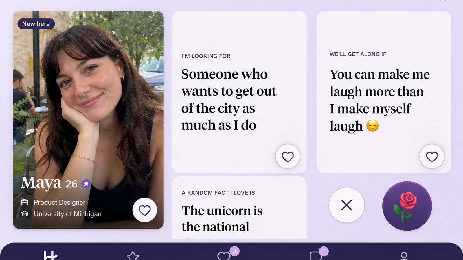 Hinge inspired swipe dating app preview